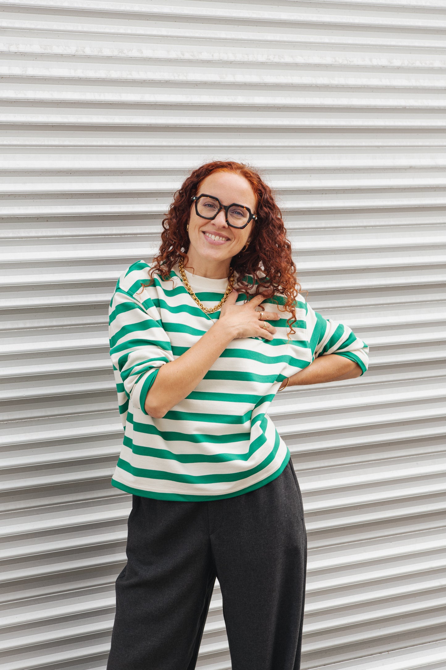 Frankaa Iconic Bold Sweater - Undyed/Emerald Green