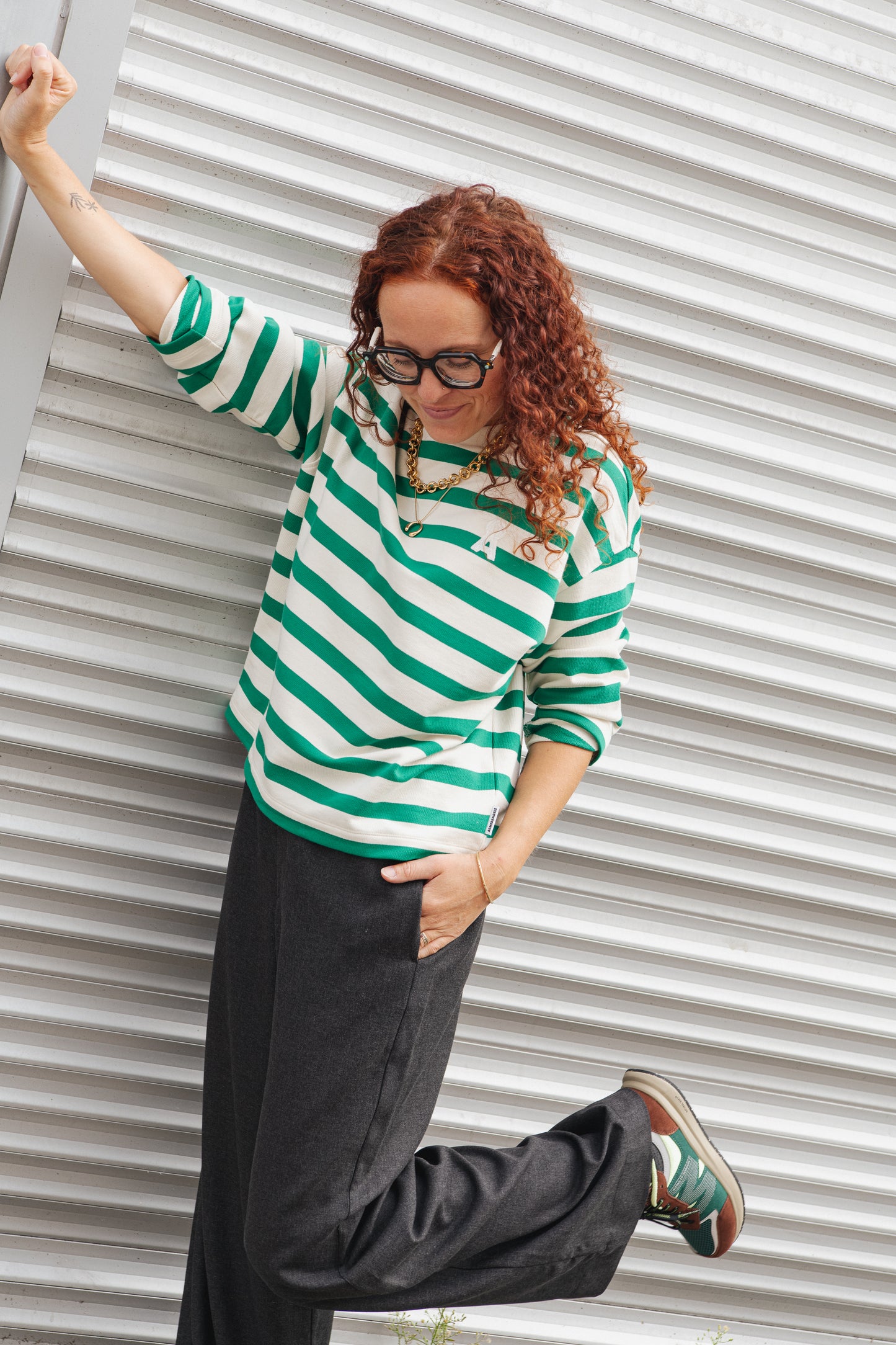 Frankaa Iconic Bold Sweater - Undyed/Emerald Green