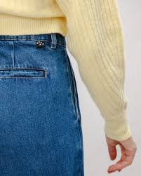 LAST ONE in S - Wide Leg Pleated Denim Pants