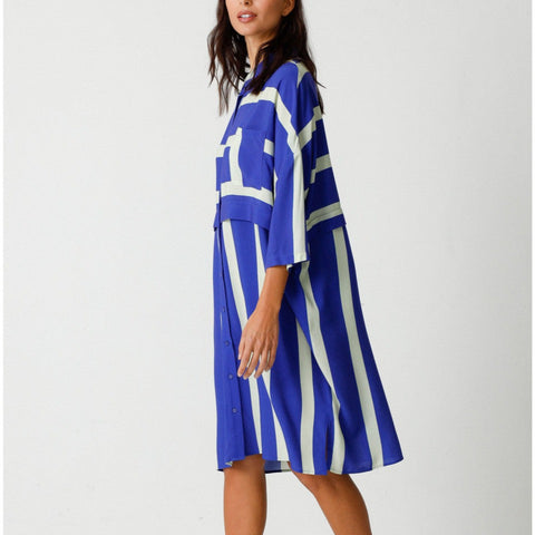 LAST ONE in S - Lisabe Dress - Blue/Mint Stripes