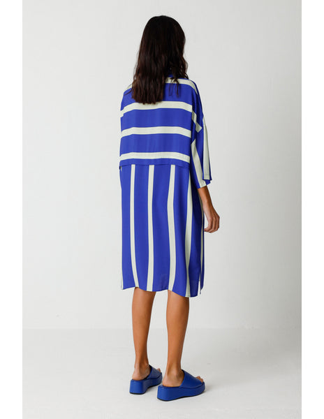 Lisabe Dress - Blue/Mint Stripes