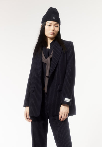 LAST ONE in XS - Mikaala Pinstripe Blazer - Night Sky/White