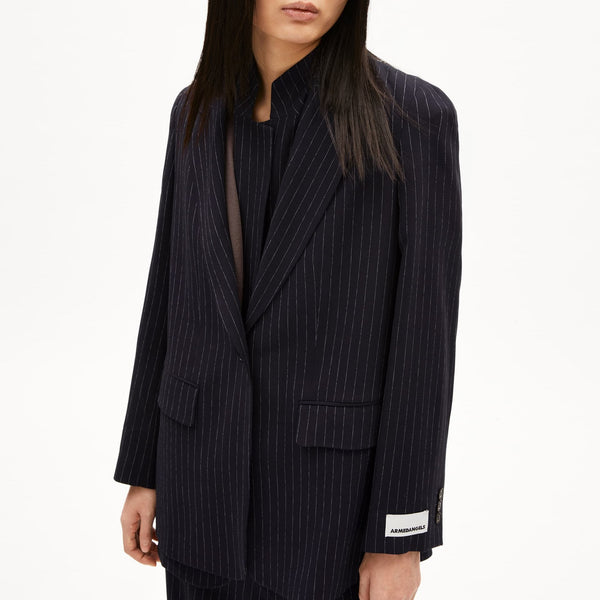 LAST ONE in XS - Mikaala Pinstripe Blazer - Night Sky/White