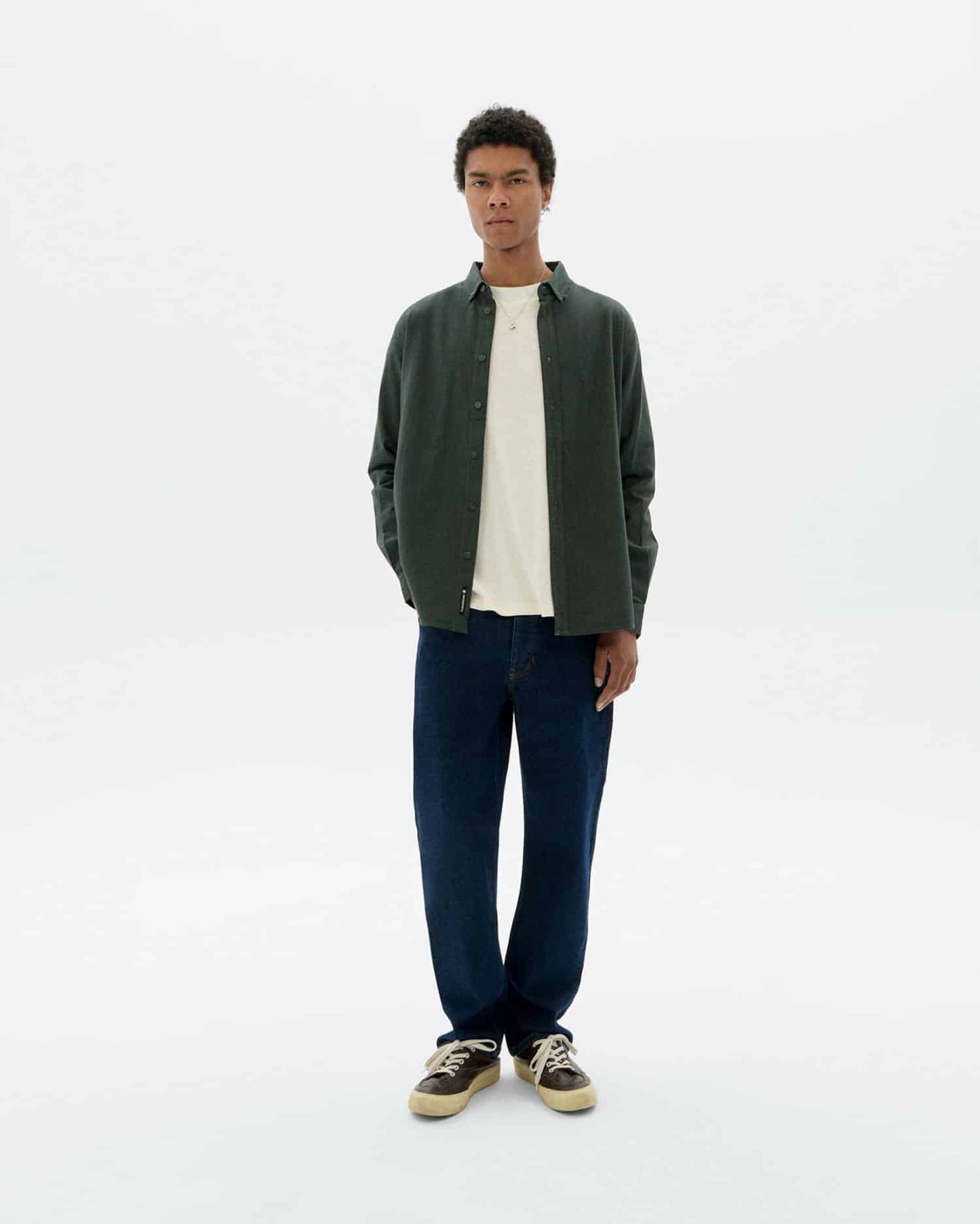 LAST ONE in L - Anto Microchecks Shirt - Eucalyptus