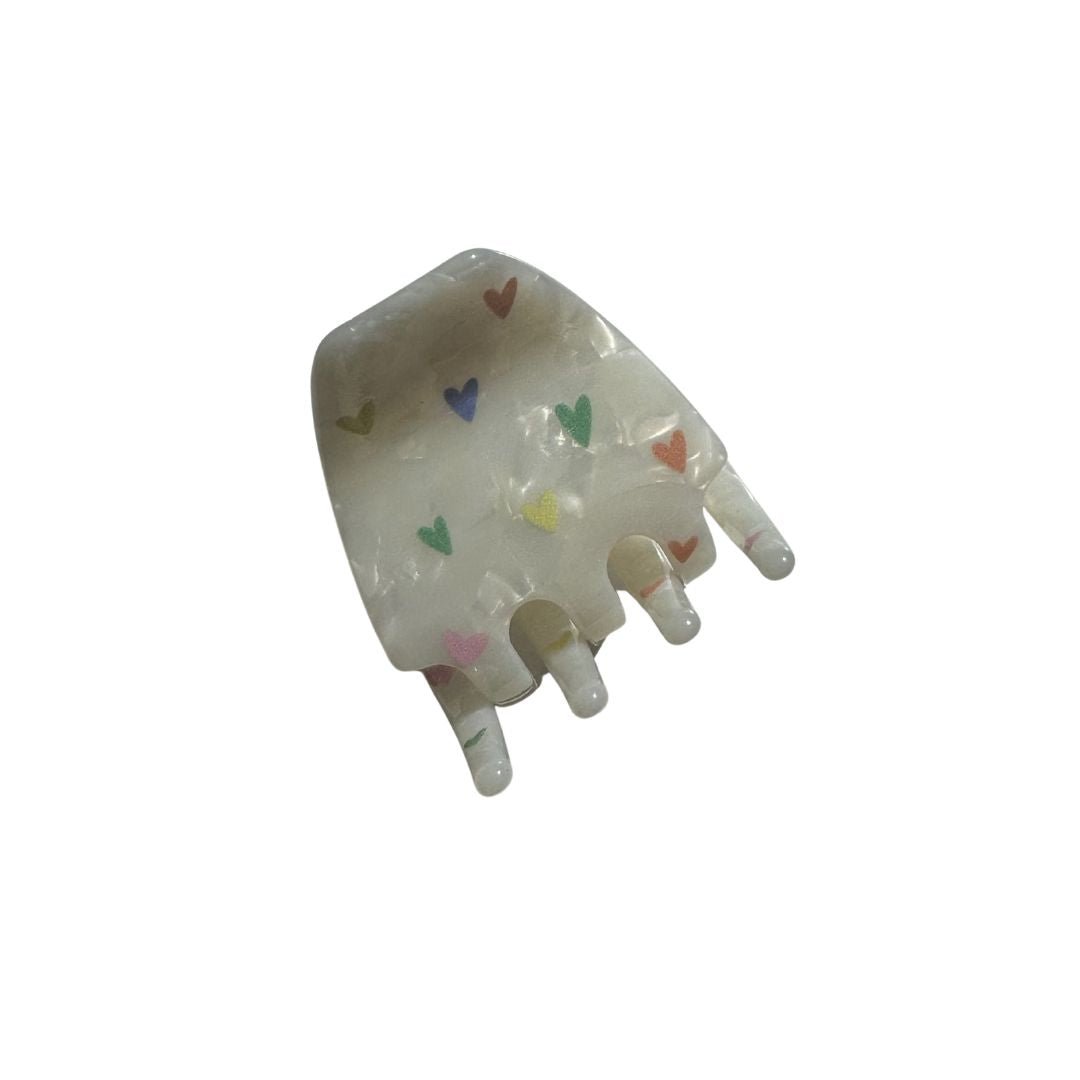 Hair Clip Twiggy Small - Hearts in Sugarwhite