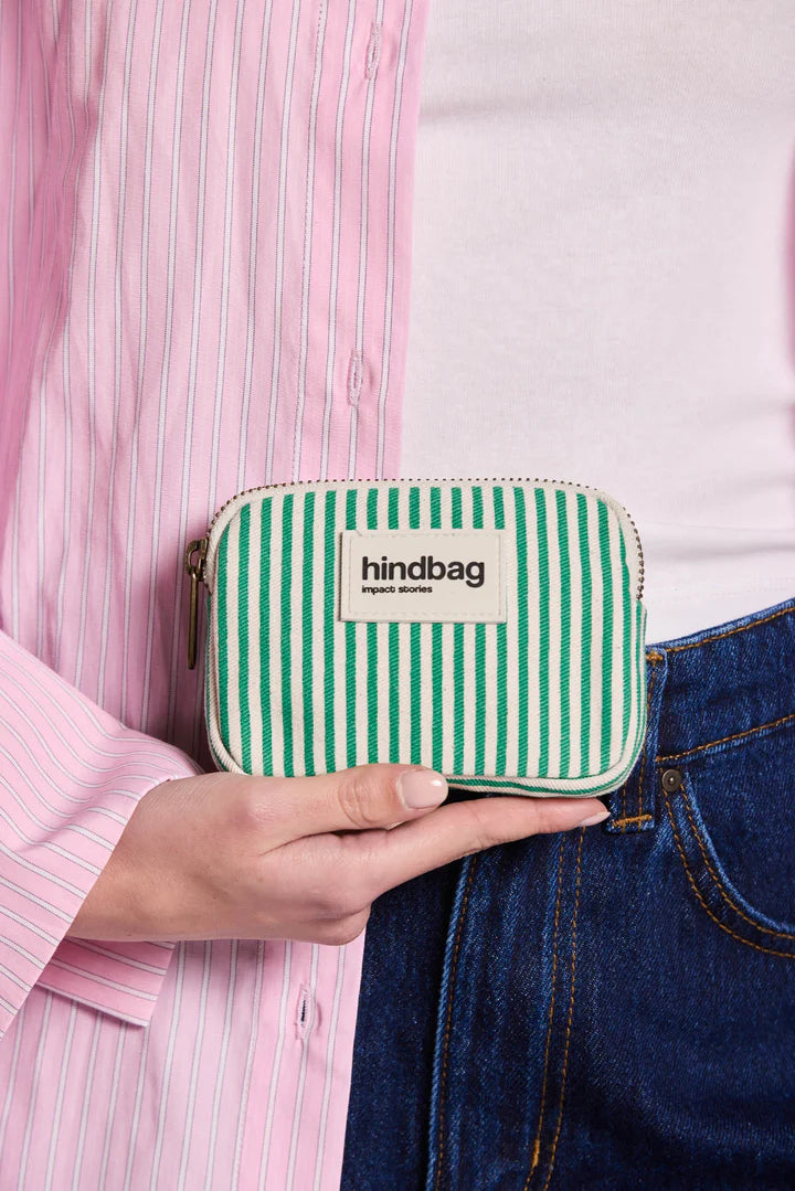 Lili Coin Purse - Thin Stripes Green
