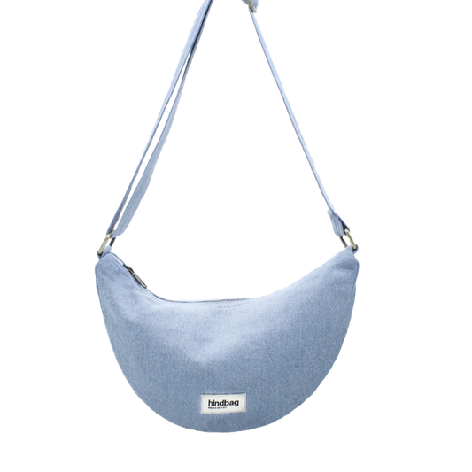 Hindbag Andrea Half Moon Bag - Blue Denim