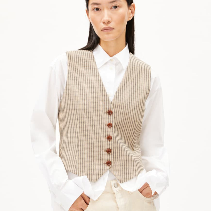 LAST ONE in XL - Sineriaa Check Vest - Sand Stone