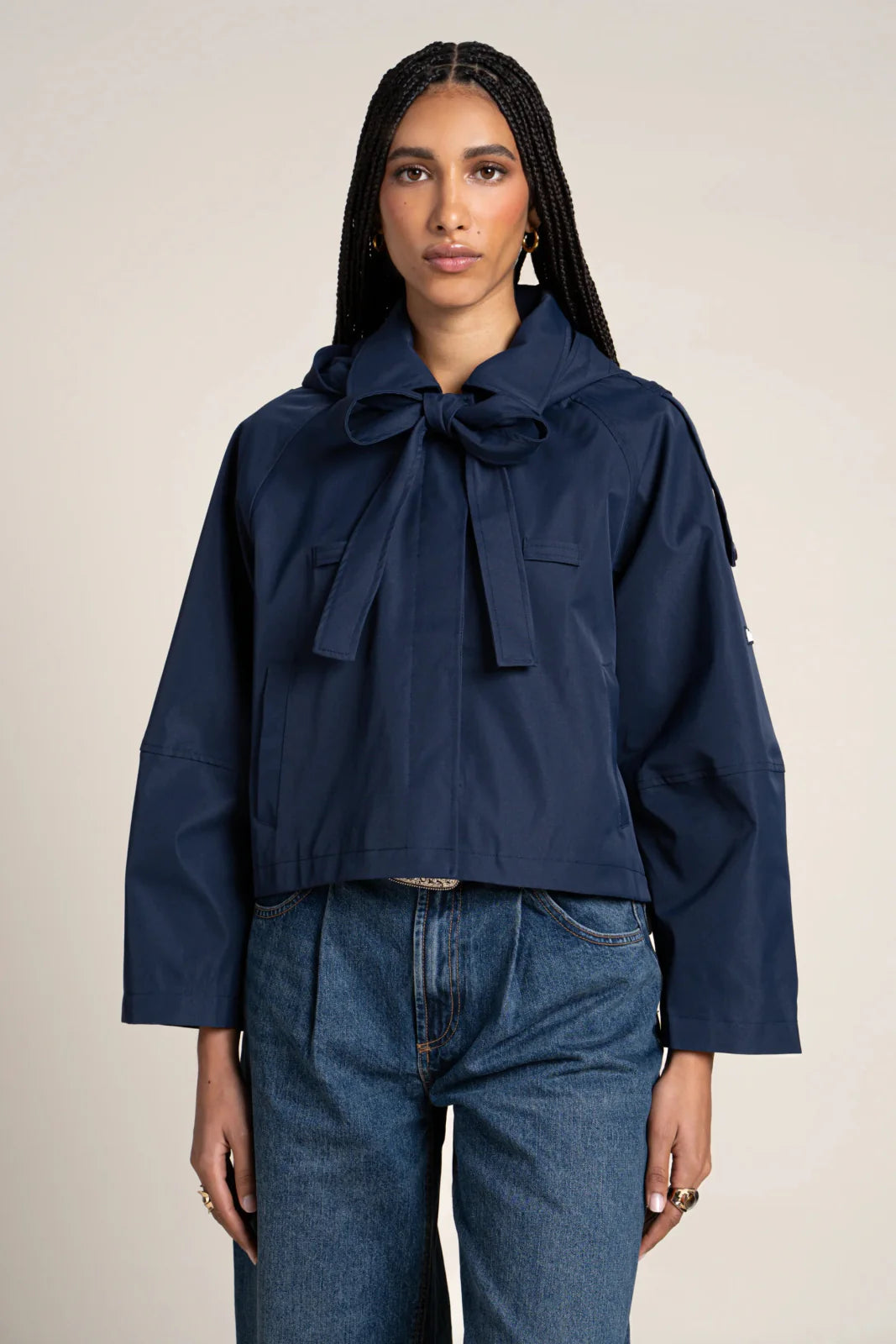 Tuileries Waterproof Short Trench Jacket - Indigo