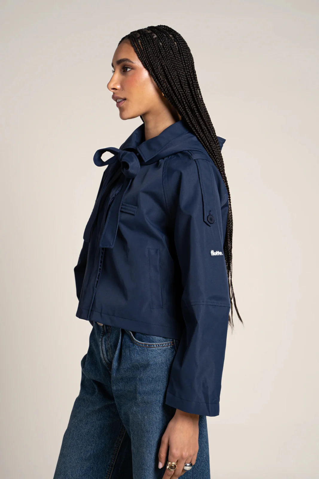 Tuileries Waterproof Short Trench Jacket - Indigo