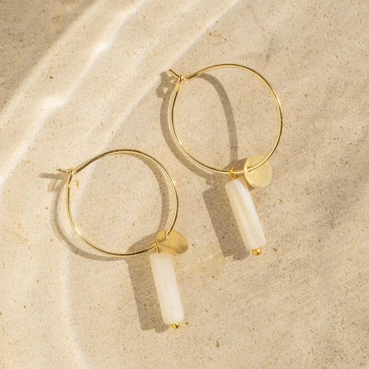 Essyello White Shell Hoops