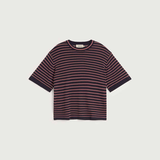 Zenna Knitted T-Shirt - Navy Stripes