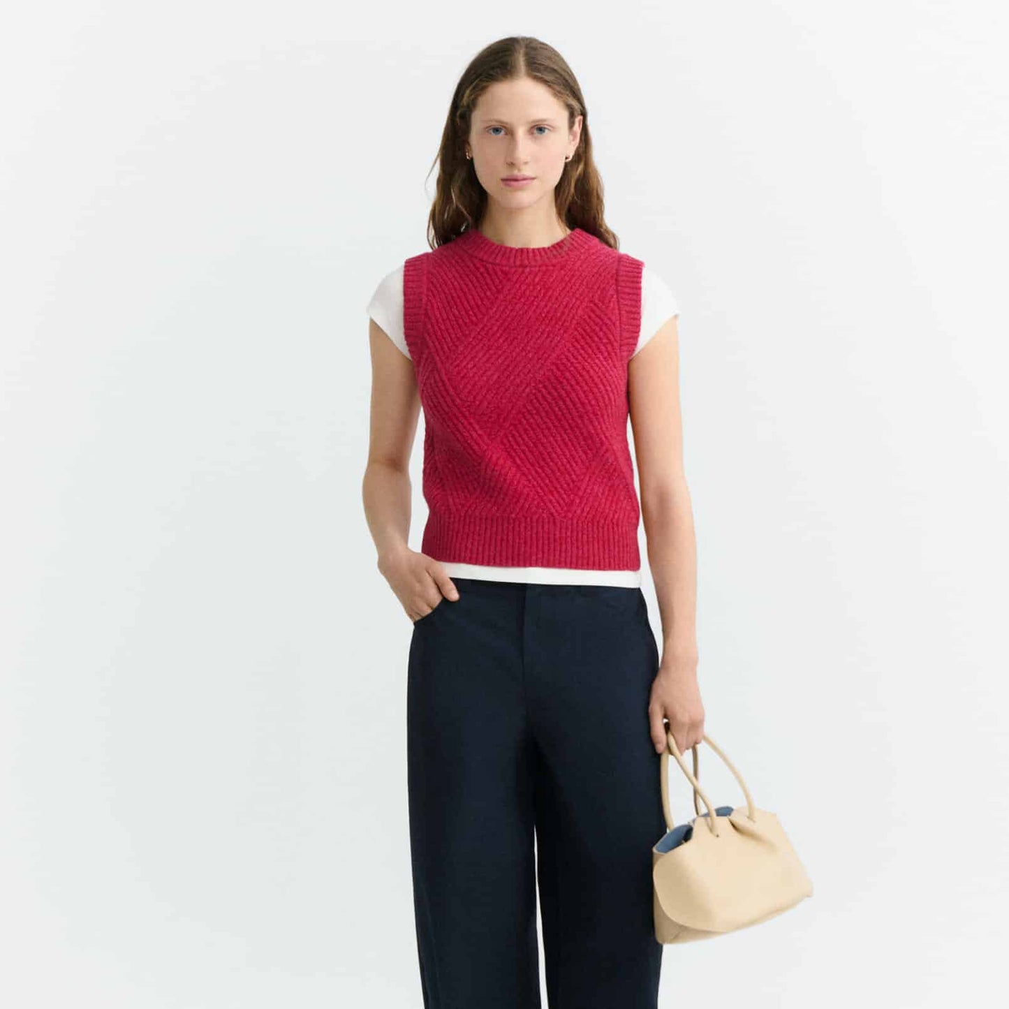 Kaia Knitted Vest - Red/Pink Melange