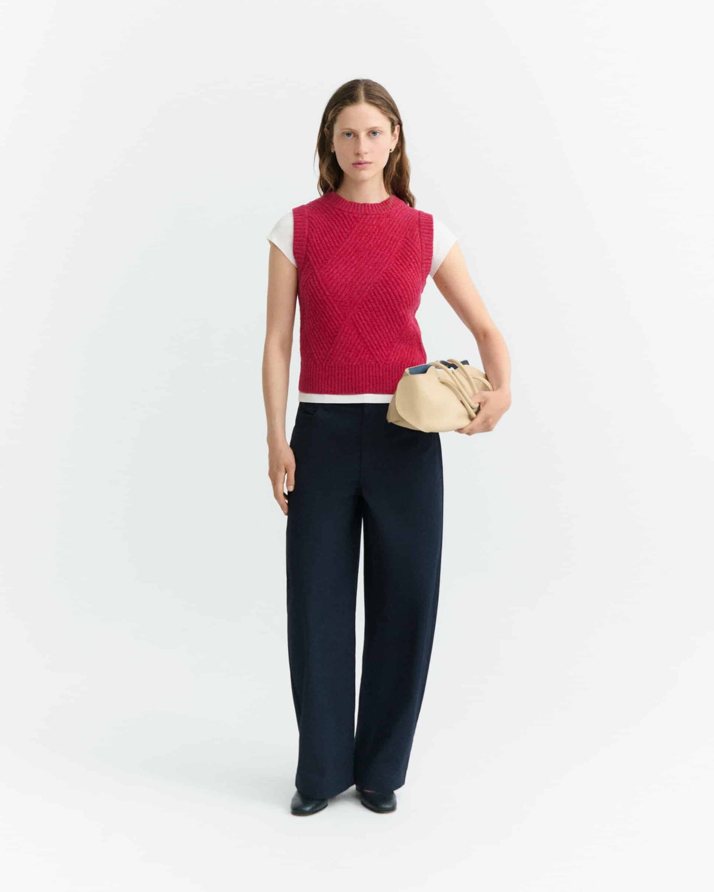 Kaia Knitted Vest - Red/Pink Melange