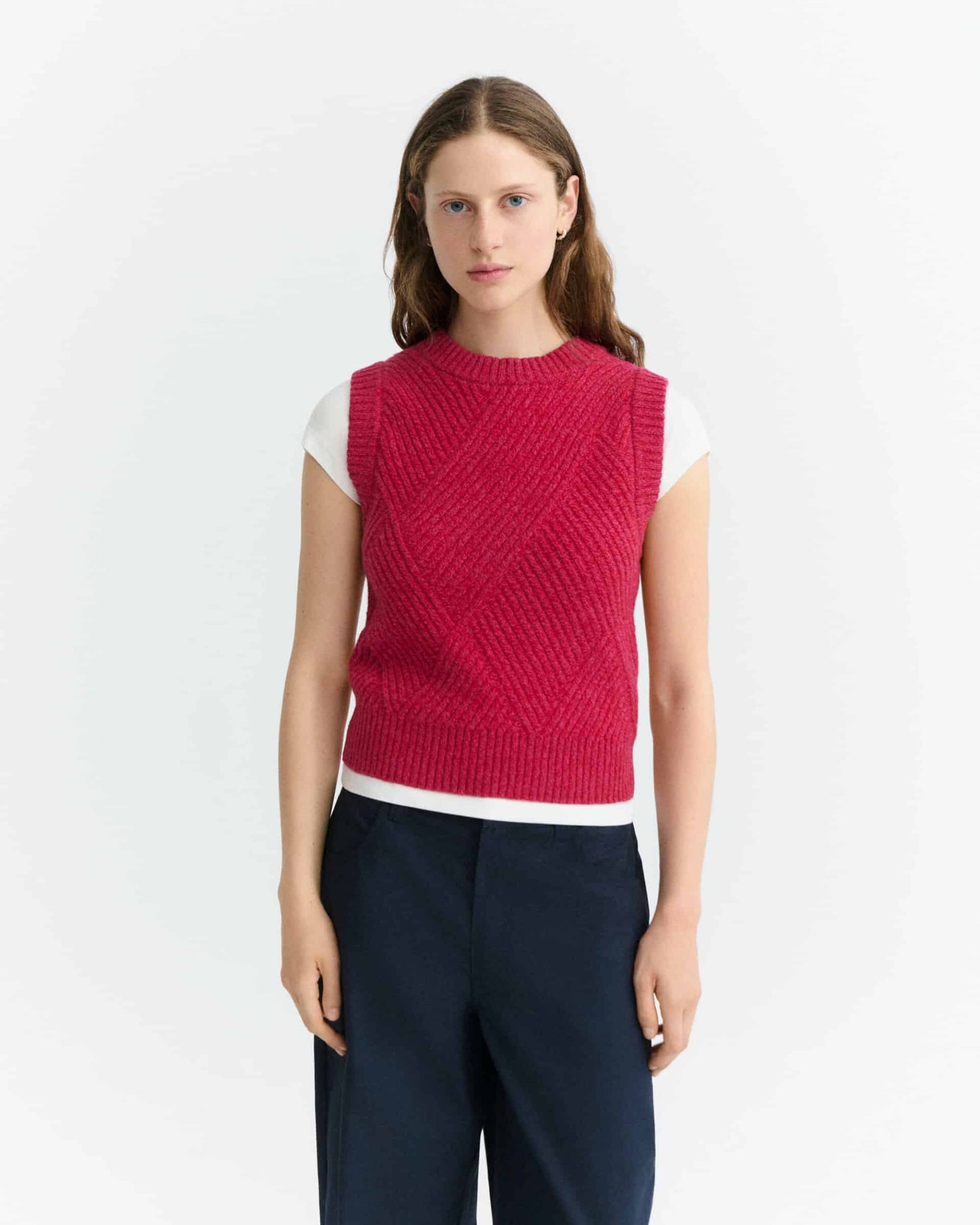Kaia Knitted Vest - Red/Pink Melange
