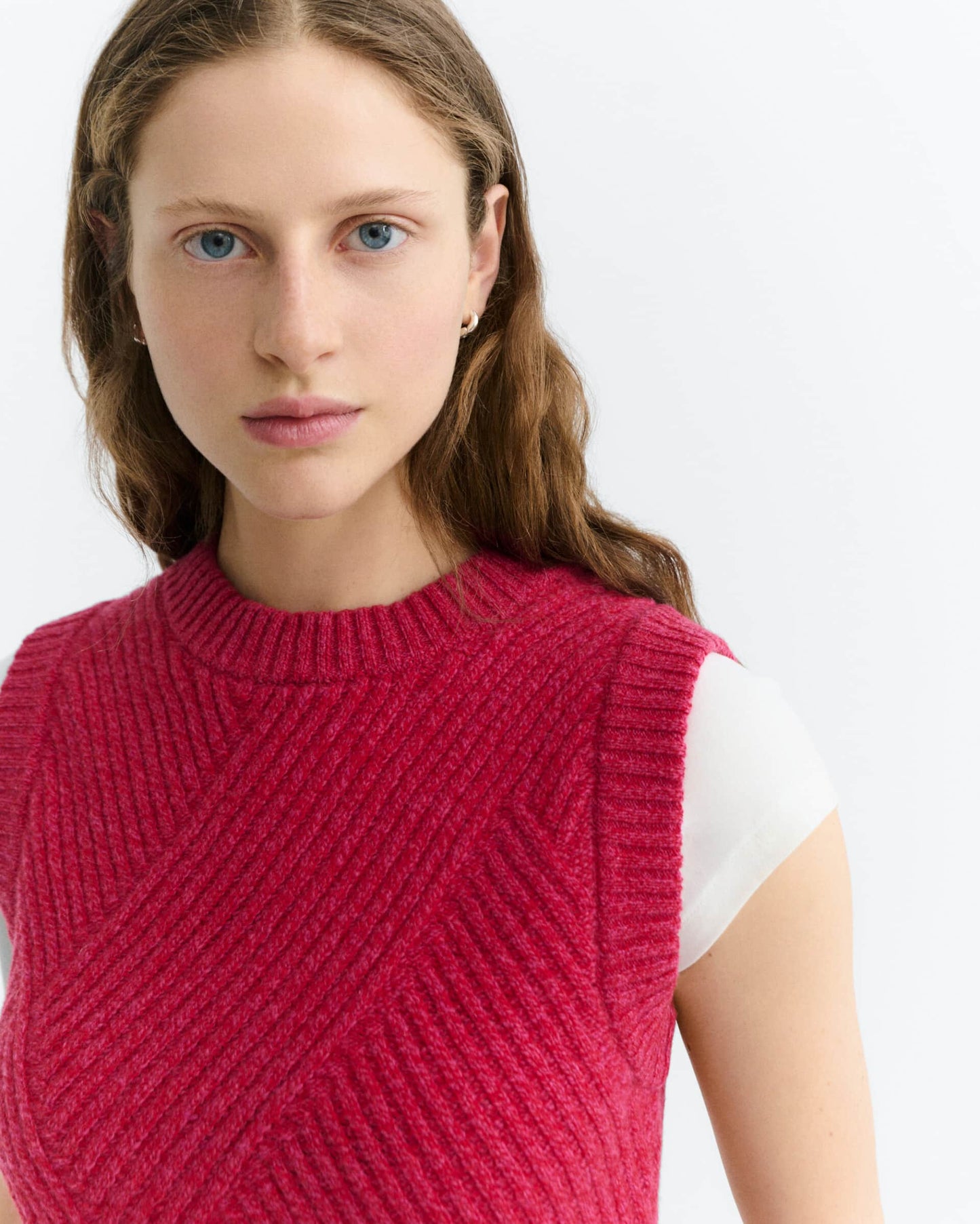 Kaia Knitted Vest - Red/Pink Melange