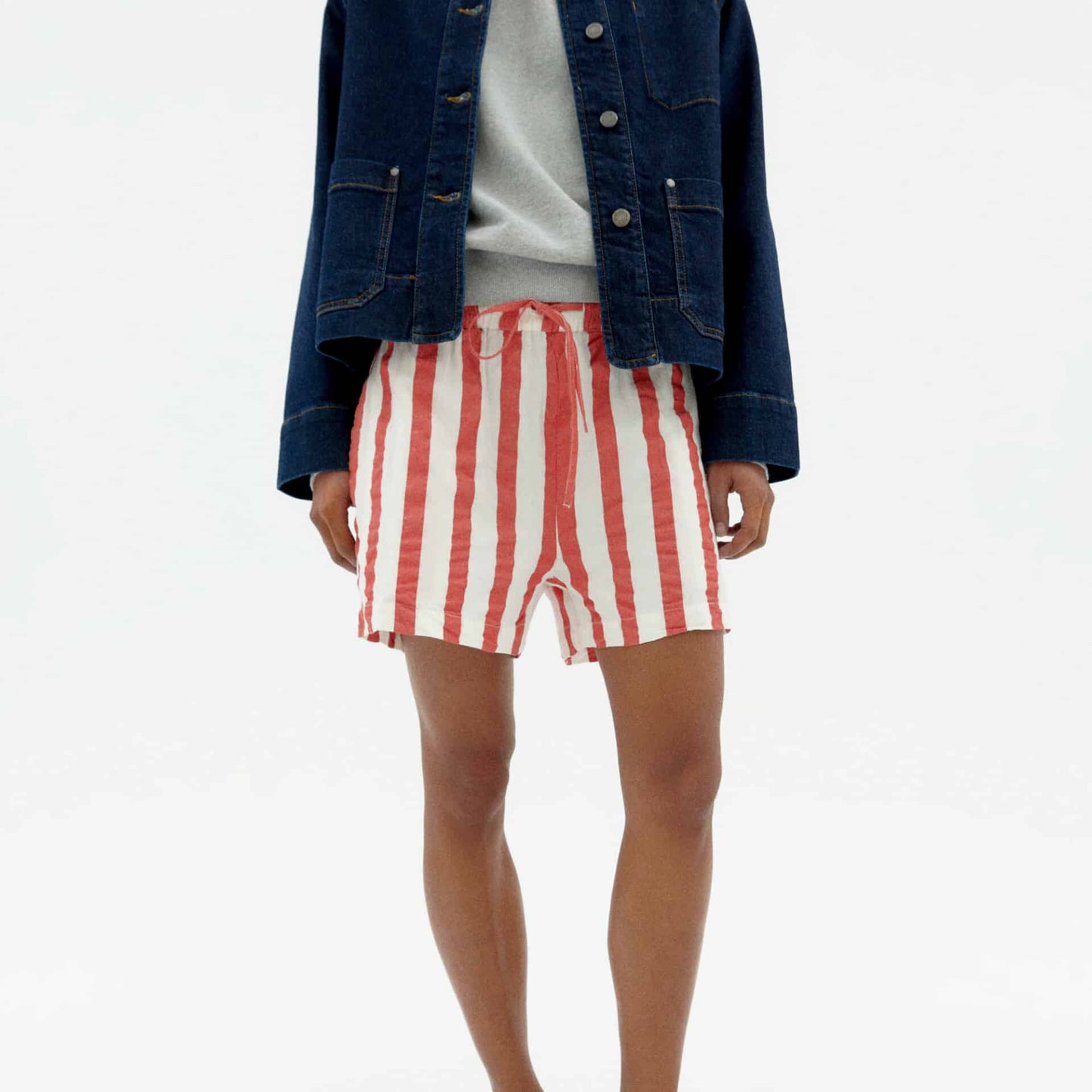 LAST ONE in XL - Geranio Shorts Maxi Stripe - Red