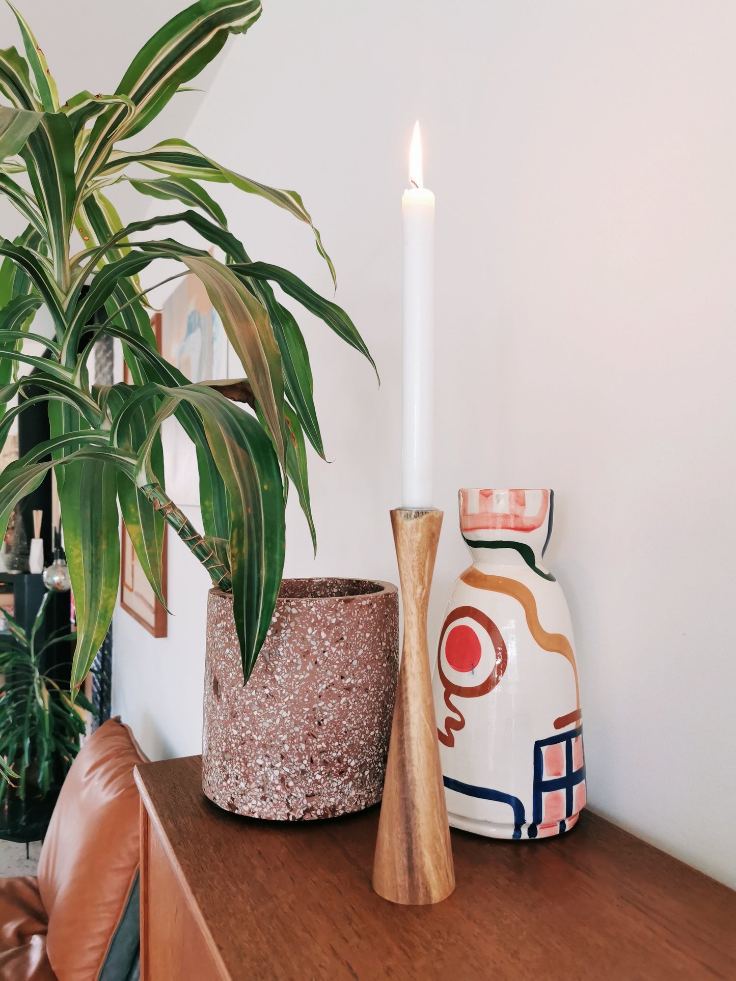 Kinta Candle Holder Wood / Sandglass - Mint