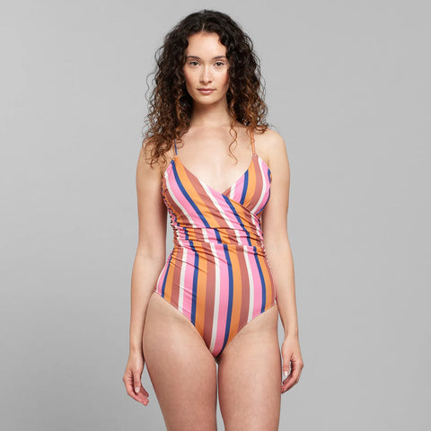 Dedicated Wrap Swimsuit Klinte - Irregular Stripe Multi Colour