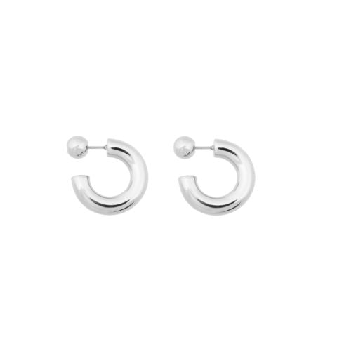 Bandhu Hoop Dot Earrings - Silver