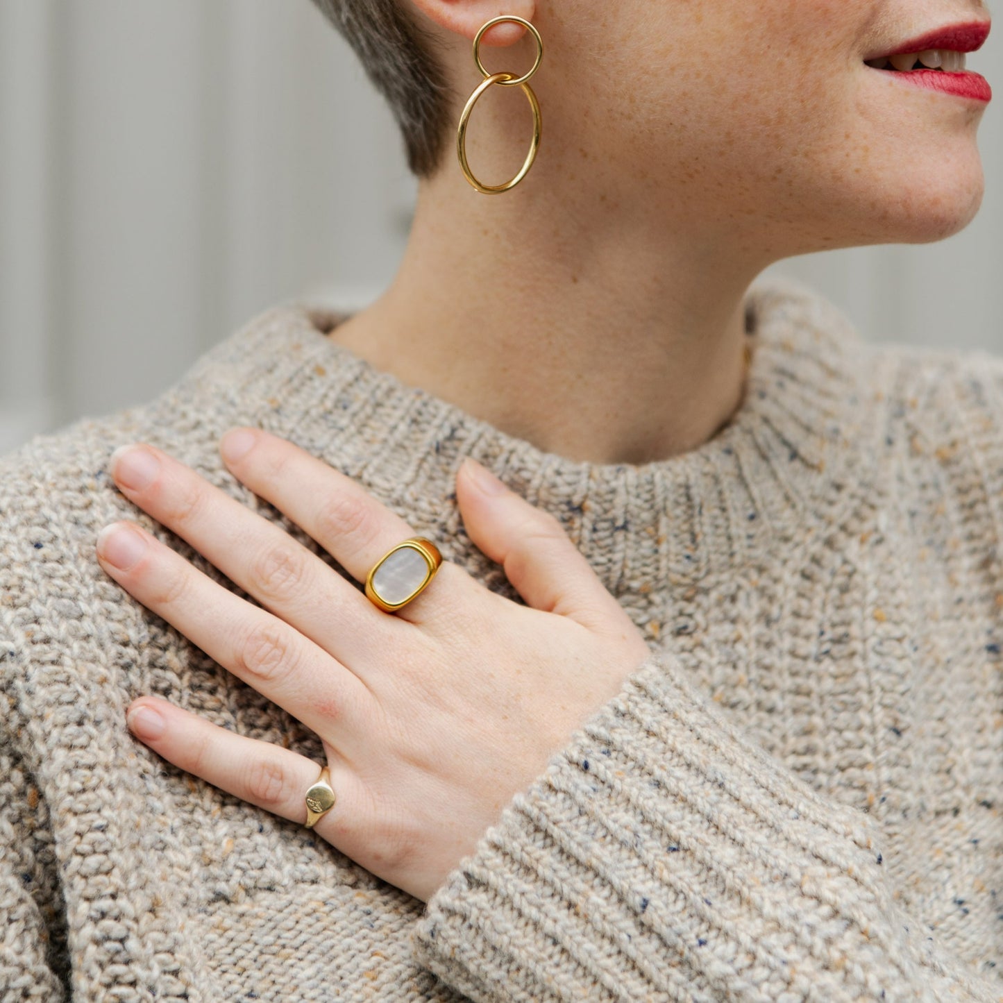 T.I.T.S Mother of Pearl Ring - Gold