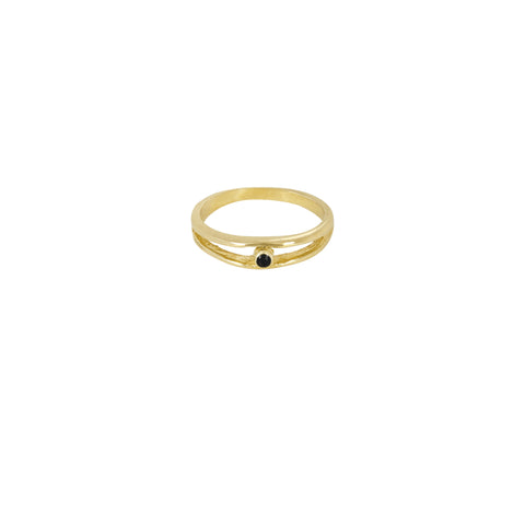 Flawed Black Dot Pinky Ring - Gold