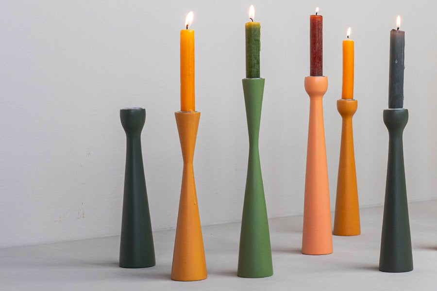 Kinta Candle Holder Wood Sandglass - Pumpkin