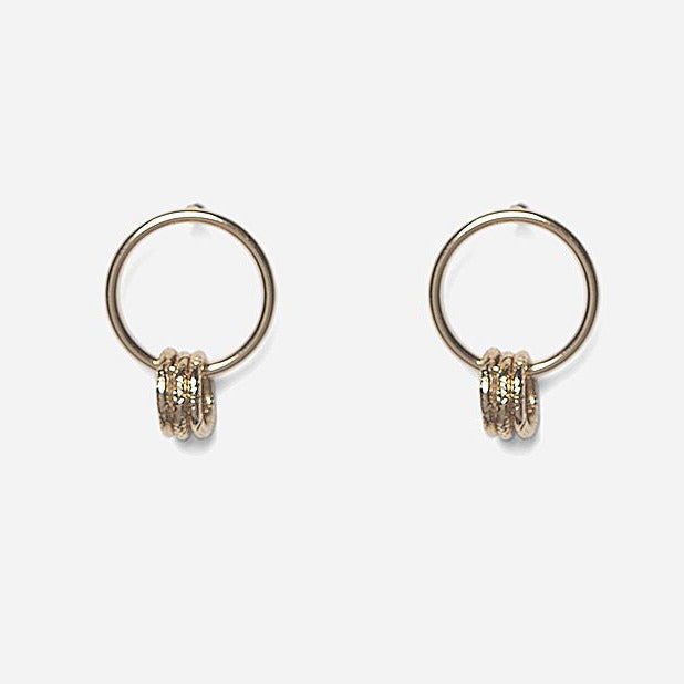 Modular Earrings Engraved Rings - Gold