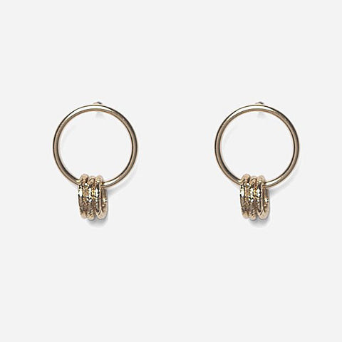 CHIC ALORS! Modular Earrings Engraved Rings - Gold