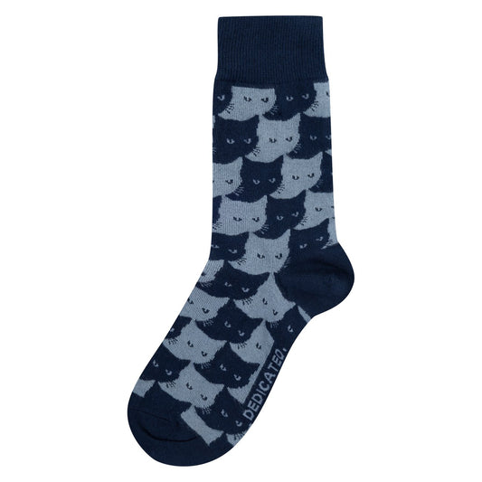 Dedicated Sigtuna Socks Pepita Cats - Blue
