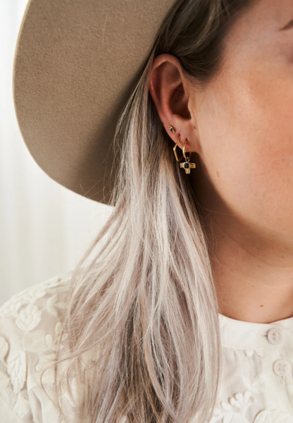Flawed Tiny Square Hoops - Gold