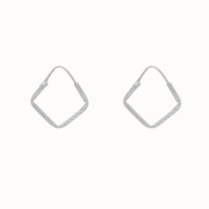 Flawed Tiny Square Hoops - Silver