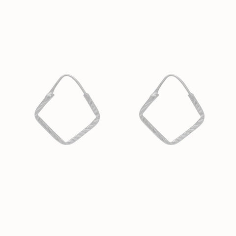 Flawed Tiny Square Hoops - Silver